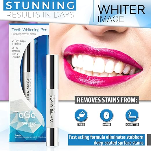 Whiter Image Togo Teeth Whitening Pen, Erases Stubborn Teeth Stains While Strengthening Enamel, Restorative Serum Gel That Reverses Enamel Damage from Bleaching