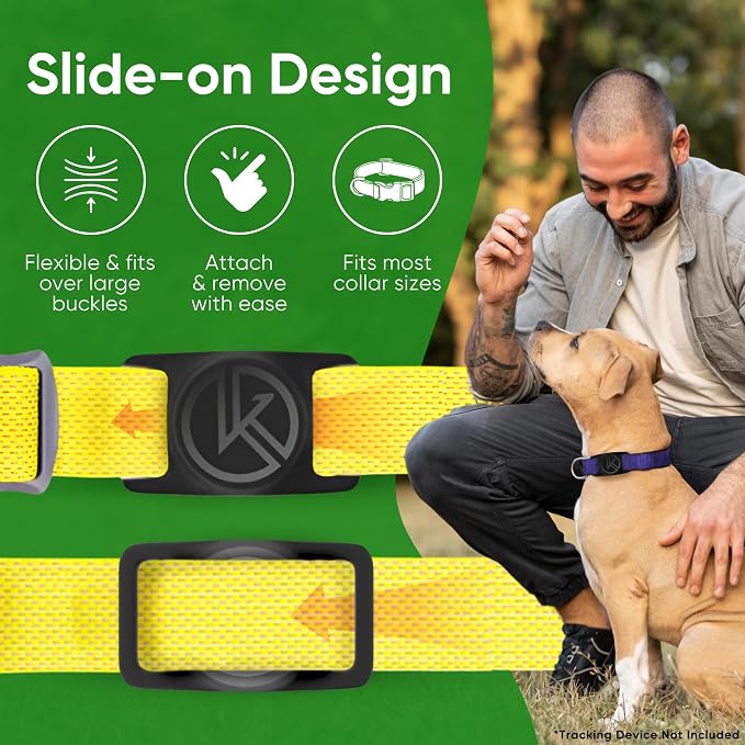 Tile Sticker Dog Collar Holder (2022): Extra-Durable, Lightweight, and Protective Tracking Case - Track Your Pet Using Android or Samsung Smart Phone - for Dogs and Puppies by Kitty Kompass (Pink)
