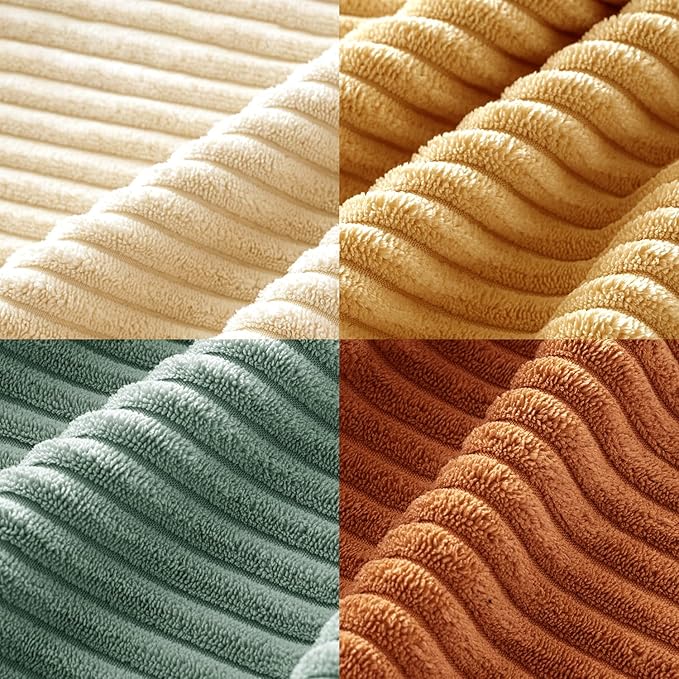 MIULEE Soft Corduroy Decorative Throw Pillow Covers Orange Teal 20x20 | Set of 4, Mordern Rustic Home Decor, Retro Vintage Set, Boho Farmhouse Cushion Covers for Couch Bed Sofa Living Room