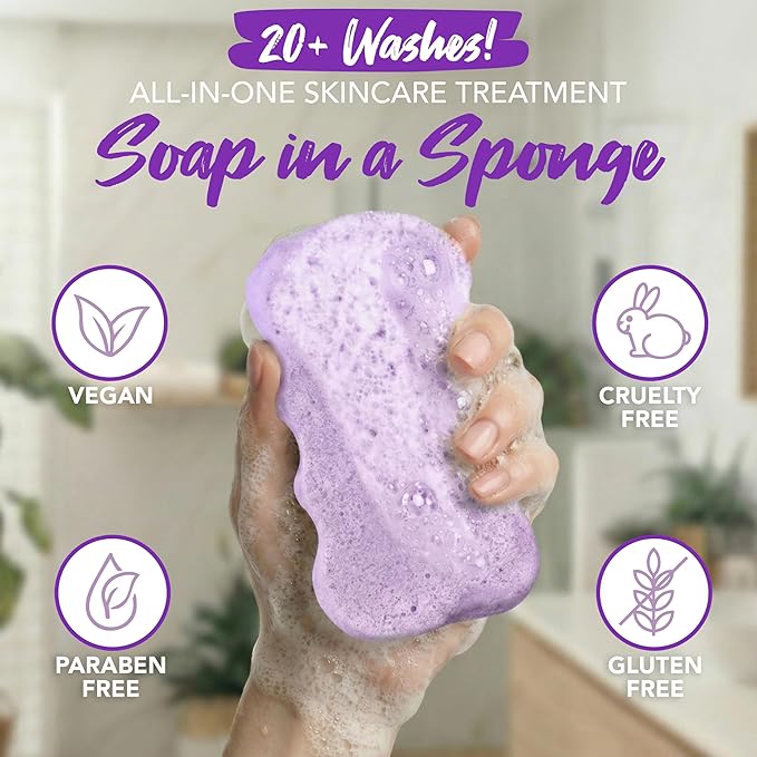 Spongeables Body Wash in a 20+ Wash Sponge, Acai Berry, 1 Count