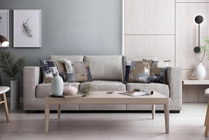 Brown Grey Abstract Throw Pillow Covers 20x20 Set of 4 | Brown, Grey & Taupe Modern‑Art Cushion Cases, neutral accent pillowcases for sofa, bedroom & chair