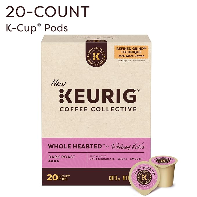 Keurig Coffee Collective, Whole Hearted by Whitney Kakos, Dark Roast Coffee, Single Serve Keurig K-Cup Pods, 20 Count