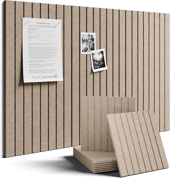 Fluxynara 36" x 24" Large Felt Bulletin Board, Taupe | 6 Pack Cork Board Alternative with 30 Safe Adhesive Tabs, Pin Boards for Wall Decor, Home, Office, Classroom,Dorm