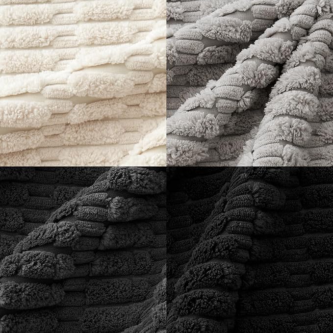 MIULEE Pack of 4 Corduroy Throw Pillow Covers 18x18 Inch Black and White | Neutral Rustic Farmhouse Boho Soft Striped Pillow Covers,Home Decor for Sofa,Living Room,Couch,Bed