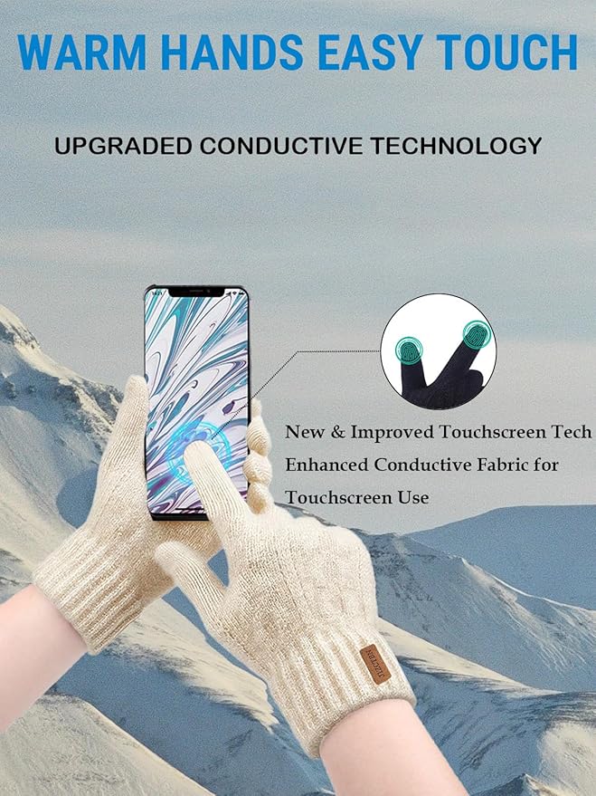 JIZCTBN Winter Thermal Gloves for Men Women - Upgraded Touch Screen Warm Fleece Lining Gloves for Running, Cold Weather