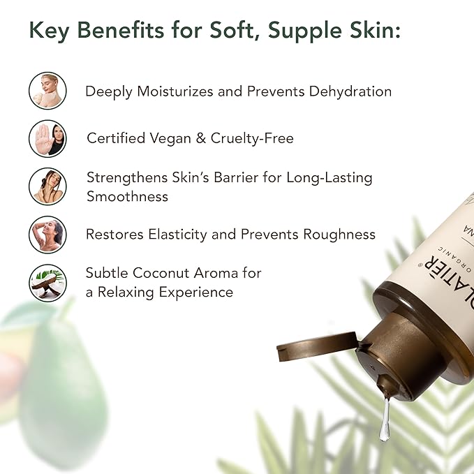 ECOLATIÈR Shower Oil – Organic Coconut Oil – Moisturizing & Nourishing Body Wash for Women, 95.5% Natural, Vegan, for Sensitive Skin - 8.5 Fl Oz (Coconut oil)