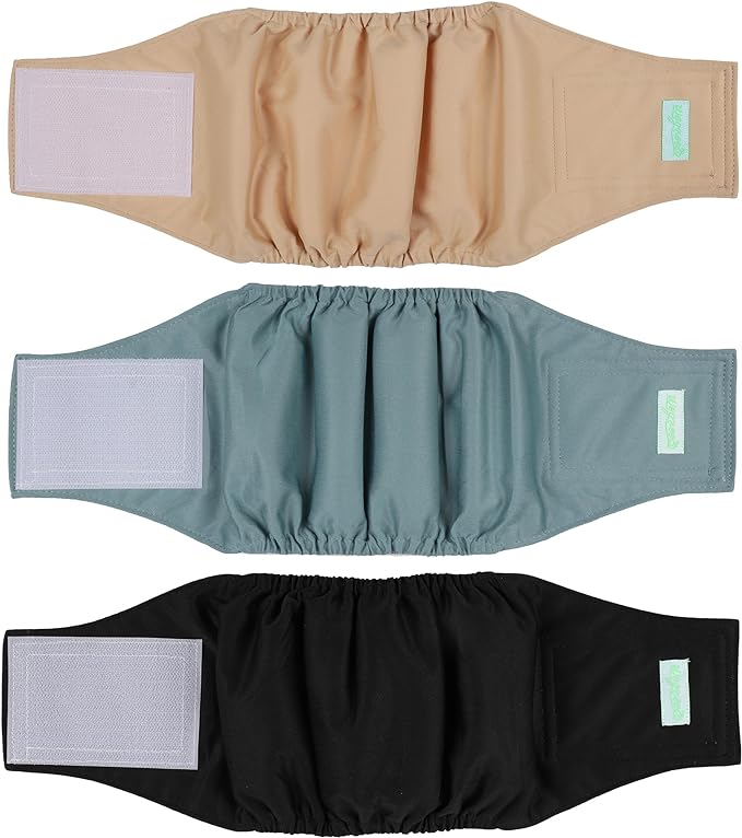 wegreeco Washable Male Dog Belly Band (Stylish Pattern)- Pack of 3 - Washable Male Dog Belly Wrap, Dog Diapers Male (Black, Blue, Coffee, X-Large)