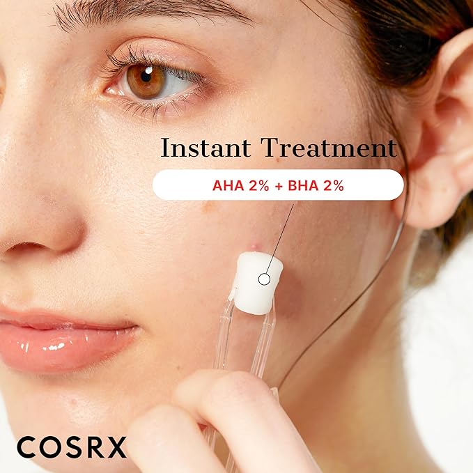 COSRX AHA 2% BHA 2% Blemish Treatment Serum, 60+ Pure Cotton Balls, Quick & Easy Daily Spot Treatment, Blackheads & Whiteheads, Sebum Control, Paraben Free, Phthalates Free, Korean Skin Care