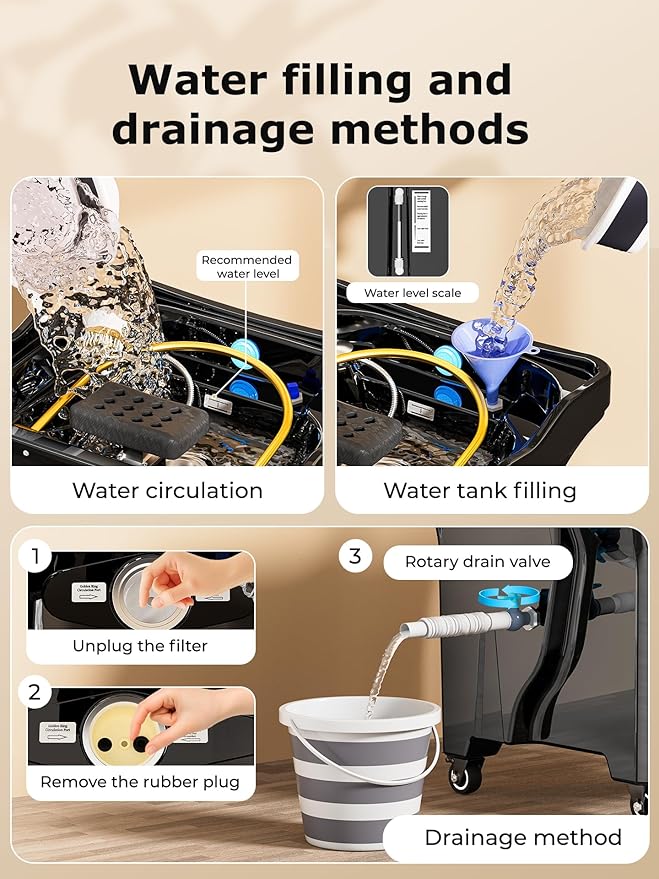Head Spa Equipment, Portable Head Spa with Large Water Tank | Featuring Water Circulation System & Knob Panel | Ideal for Salon, Barber Shop and Home Use