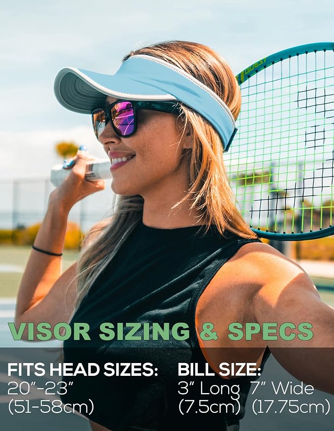 Sport Visor for Women. Sweat‑Wicking Visor for Running, Pickleball, Tennis & Golf. Lightweight & Adjustable Fit