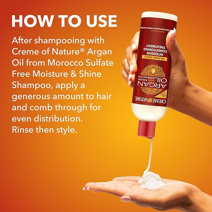 Creme of Nature Argan Oil from Morocco Sulfate-Free Moisture and Shine Shampoo and Intensive Conditioning Treatment Set, Hydrating Shine-Enhancing Hair Care Duo, 2 Count, 12 oz Each