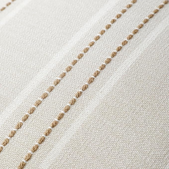 Hckot Tan Brown Throw Pillow Covers 20x20 Set of 2 Striped Pillow Covers | Farmhouse Decorative Pillows Textured Linen Square Cushion Covers for Sofa Couch Bed Living Room Decor(Tan)