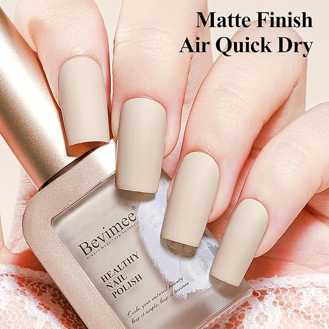 Matte Nude Nail Polish, Quick Dry Nail Lacquer Non Gel Matte Finish Effect, Long Lasting & Fast Drying Nail Pigment Velvet Nail Polish for Nail Art