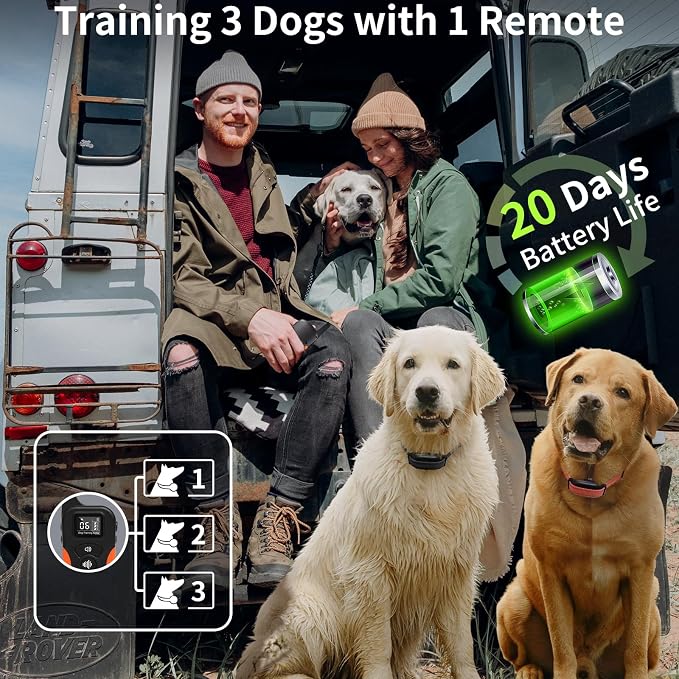 Dog Vibration Collar with Controller for 2 Dogs No Shock, 9 Types of Beeps and Vibrations, 3300ft Range & Upgraded Waterproof Training Collar for Dogs 5-120lbs - No Prongs