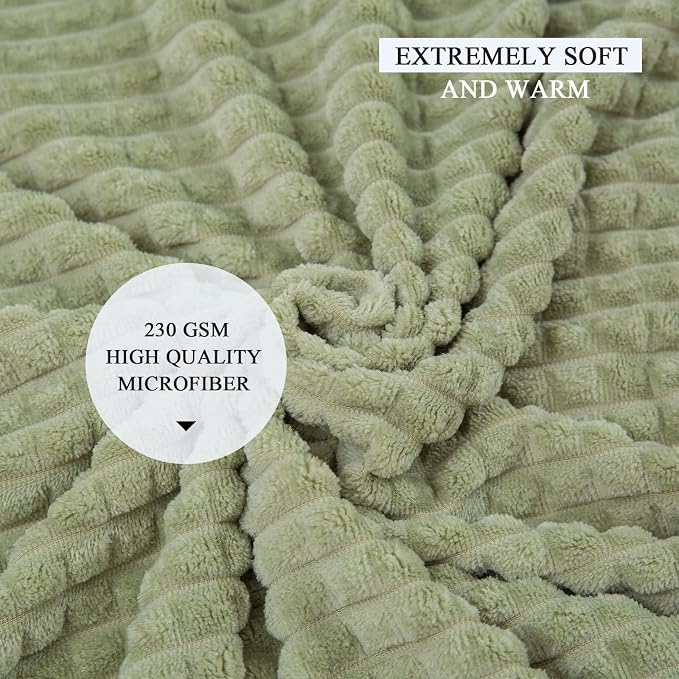 Simple&Opulence Sage Green Throw Blanket-Super Soft Fluffy Blankets 50x70 Inches Cozy Lightweight Fleece Blanket for Couch Bed Office Chair Home Decor