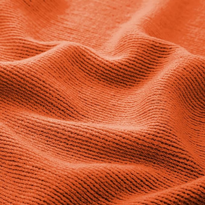 Vonty Rust Orange Knitted Throw Blanket with Tassels Fringe, 60x80 Acrylic | Super Soft And Lightweight, Year-Round Cozy Warmth, Farmhouse Decorative Style, Machine Washable, for Couch, Sofa or Bed
