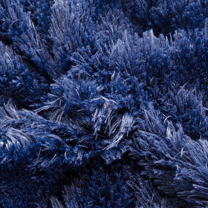 YUSOKI Long Faux Fur Twin Size Blanket, Navy Blue, 60" x 80" | Ultra Soft, Lightweight for All Season Use, stays fluffy after repeated washes, Perfect Gifts, Machine Washable