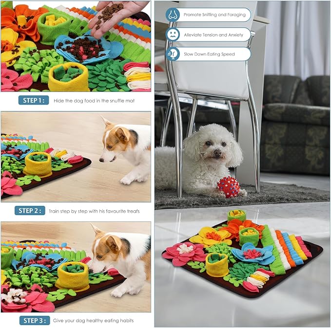 Snuffle Mat for Dogs, 15.4 Inch Wool, Small/Medium Pet Foraging Toy