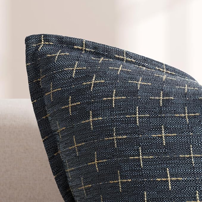 Pillow Covers 24x24 Set of 2 Soft Polyester Textured Pillow Covers with Stylish Flange Edge Cozy Farmhouse Throw Pillows for Couch Bed Sofa Living Room