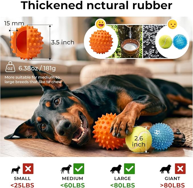 Peanut Butter Flavored 2 Pack 3.5'' Squeaky Ball for Dogs, 25-80lbs