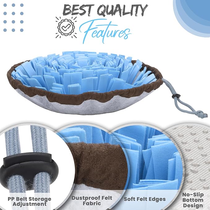 18" Dog Snuffle Mat - Interactive Dog Puzzle Toys for Enrichment - Large Slow Feeder Foraging Mat for Brain Games & Nosework Training - Washable Pet Sniff Mat with Training Clicker and Suction Cup