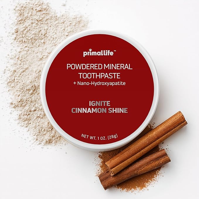 Primal Life Organics - Dirty Mouth Toothpowder, Flavored Essential Oils with Natural Kaolin & Bentonite Clay, Organic, Vegan (1 Ounce (Pack of 1), Ignite Cinnamon)