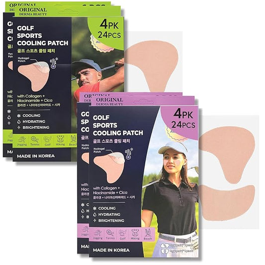Sun Patch, Under Eye UV Protection for Golf, Hiking, Driving, Outdoor Sports | Cooling Sunblock Patches, Scar & Sun Damage Protection (Purple +Green (4PK))