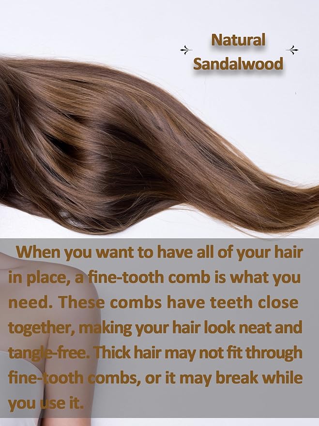 Yuutbiu Sharp Fine Tooth Green Sandalwood Comb with Handle - Wooden Thin Hair Detangler Brush for Smoothing & Precision Hair Styling (Anti-Static & Durable)
