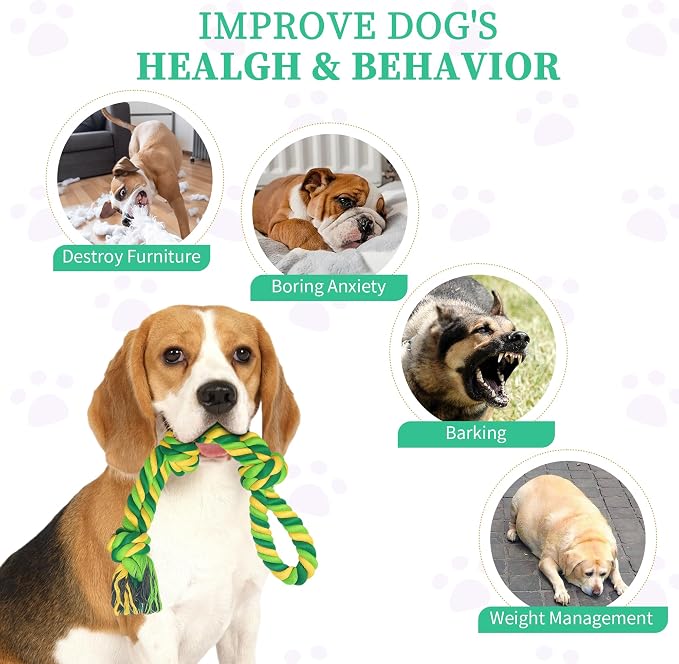 Dog Rope Toys for Large/Medium Aggressive Chewers, Tough Cotton Chew Toy, Tug of War Dog Pull Rope Teeth Cleaning (2 Pack-26.7Inch)
