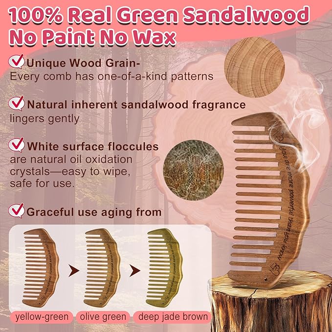 Woduelka Birthing Comb for Labor Pain - Green Sandalwood Labor Comb for Natural Birth Pain Relief, Delivery Essential for Expectant Mom, Pregnancy Hospital Bag Essentials for Women, Pregnant Mom Gift