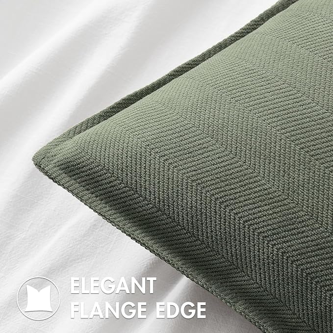 MIULEE Pack of 2 Army Green Decorative Chenille Pillow Covers 18x18 Inch | Soft Couch Throw Pillows,Farmhouse Cushion Covers with Elegant Design for Sofa,Bedroom,Living Room,Spring Home Decor