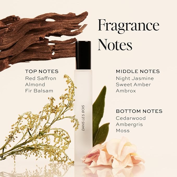 DIME Beauty Dans Les Bois Perfume for Women - Woody Floral Eau de Toilette with Cedarwood, Saffron & Night Jasmine - Clean Fragrance, Hypoallergenic, Vegan, Travel Spray, 0.34 oz / 10 ml