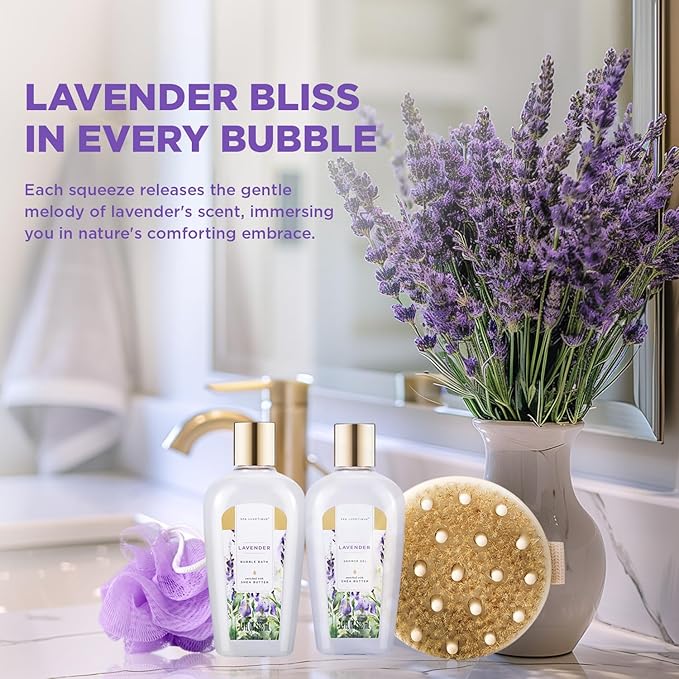 Spa Luxetique Gifts for Women 15Pcs Lavender Gift Baskets for Women Bath and Body Gift Set with Tote Bag Birthday Gift for Wife Girlfriend Sister Mothers Day