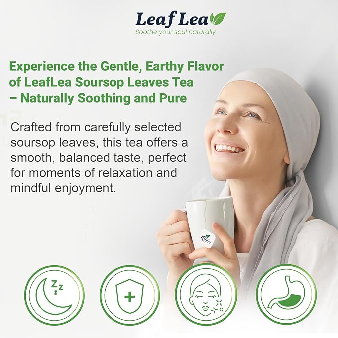 LeafLea Soursop Leaf Tea Bags, From Soursop Graviola Leaves, 240 Count | 100% Dried Soursop Leaves, Hoja Guanabana, Smooth And Earthy Flavor, Digestion Support, No Caffeine, Sugar-Free