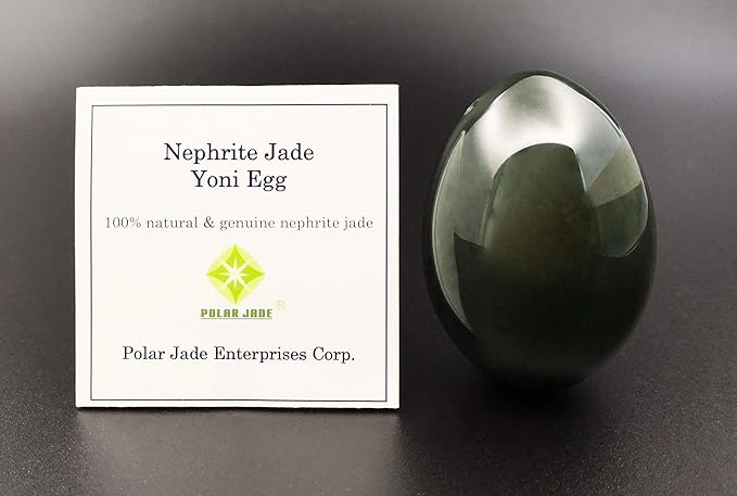 Drilled Egg Made of Genuine Nephrite Jade – Large (50×35mm), Natural Stone for Wellness Training & Meditation Crystal Healing | Polar Jade