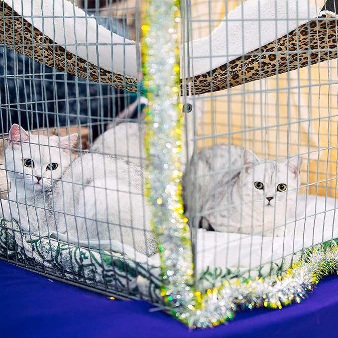 Jetec 2 Pack Cat Hammock for Cage, Leopard and Dot, S | Catio Accessories, Reversible Soft Cats Bed, Adjustable Straps and Hooks, Double-sided Linen, Fleece Hanging Hammock for Cats