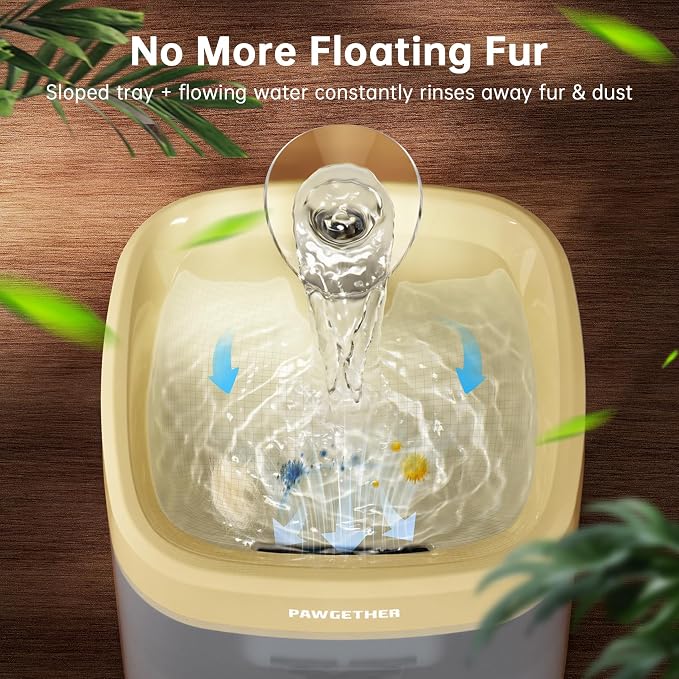 PAWGETHER® Cat Water Fountain with Wireless Pump 51oz/1.5L Dog Water Fountain, Ultra Quiet Automatic Pet Water Fountain Portable Indoor Ourdoor Travel Small Dog Water Dispenser with Adapter Yellow
