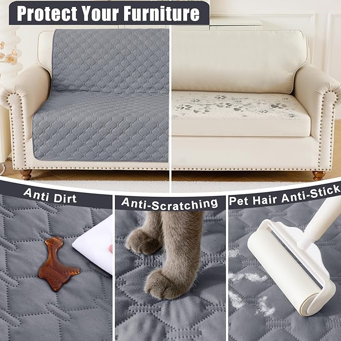 Smiry Waterproof Dog Bed Cover Blanket, Reversible Pet Blanket | Soft Reversible, Washable Leakproof Cats Dogs Couch Cover for Sofa, Couch, Furniture (82x120 Inch)