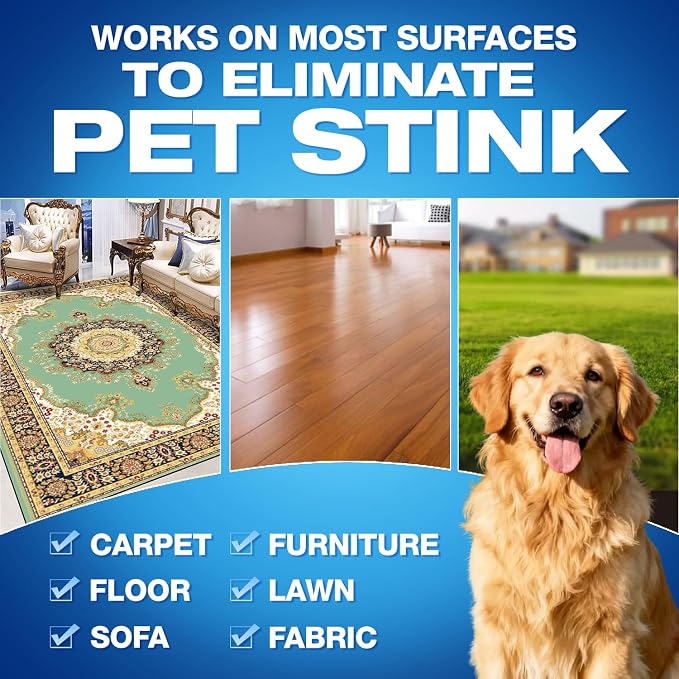 Pet Odor Eliminator Spray for Home, Fragrance Free Dog and Cat Urine Odor Remover for Carpet, Litter Box, Furniture, Pet Bedding and Floors, Colorless, 16.9 Fl Oz