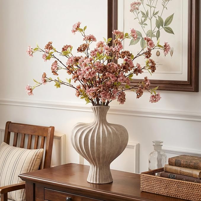 Ceramic Flower Vase Home Decor,11" Rustic Vintage Clay Beige Heart Terracotta Vases Farmhouse Table Vases Living Room Decor Pottery Pots for Home Shelf Coffee Dining Desk Fireplace