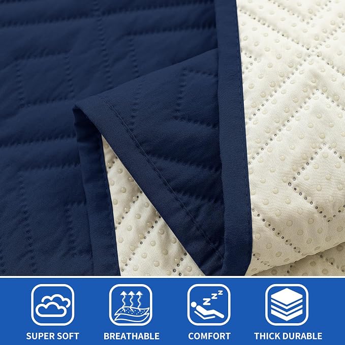 2026 Waterproof Bed Sofa Blanket (52"x82") Comfy Couch Sofa Mat for Dog Pets with Anti-Slip Back, Universal Incontinence Lightweight Liner Pad for Furniture Car Picnic etc Durable Washable, Navy Blue