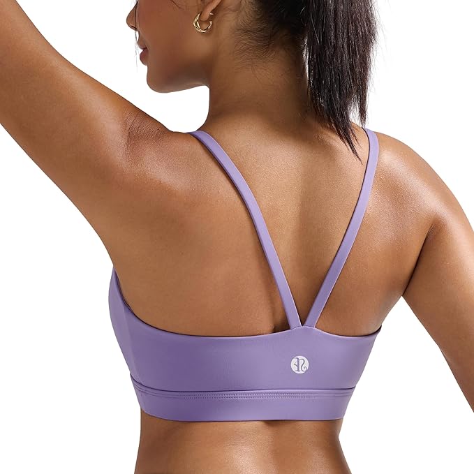 RUNNING GIRL Sports Bras for Women,Light Impact Molded Cup Strap Sports Bra with Sewn in Pads,Best for A-C Cup