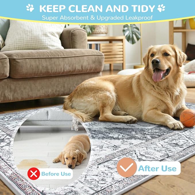 Lahome Super Absorbent & Leakproof Washable Dog Pee Pads - 2 Pack Value Set - Waterproof, Non-Slip Reusable Pads for Puppy Training, Crates & Whelping (24"x24", Gray)