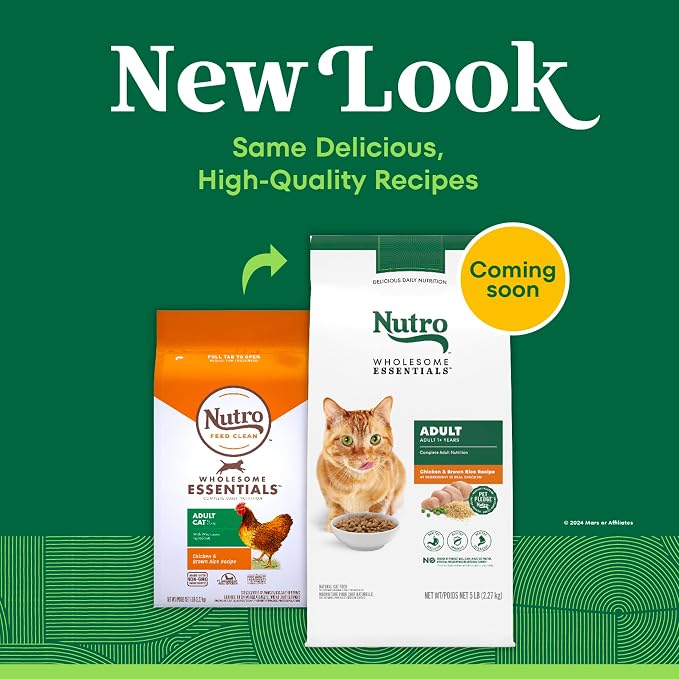 Nutro Wholesome Essentials Adult Dry Cat Food, Chicken & Brown Rice, 5 lb | Real chicken #1 ingredient, omega-6 for skin & coat, antioxidants for immunity, natural fiber, high protein