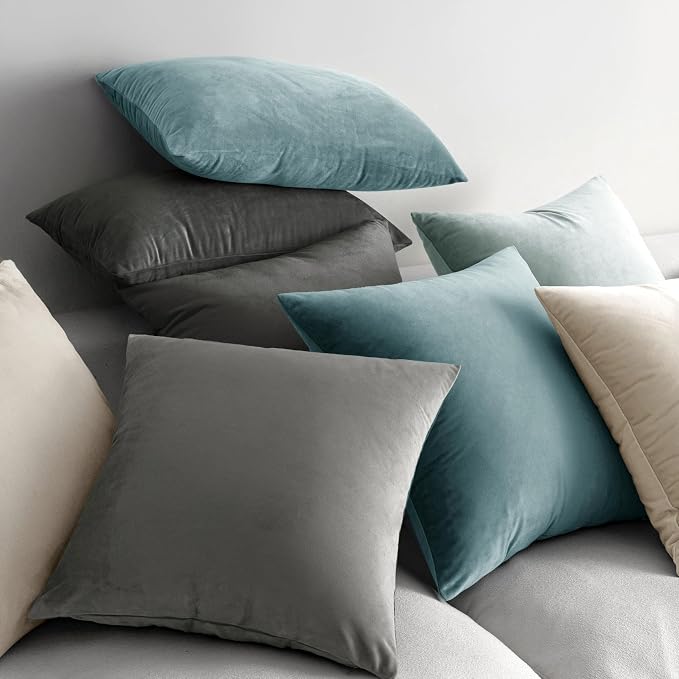 MIULEE Velvet Throw Pillow Covers 16x16 Inch Pack of 2 Cream White | Soft Solid Small Decorative Pillow Covers, Modern Luxury Home Decor, for Couch Chair Sofa Bedroom Livingroom Car