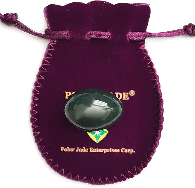Polar Jade Undrilled Nephrite Jade Stone Egg – Small Size (35 × 25 mm) | 100% Natural Canadian Jade, Smooth Hand-Polished with Certificate of Authenticity & Velvet Pouch