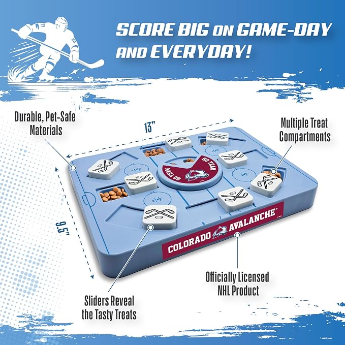 Pets First NHL Colorado Avalanche Large Puzzle Toy, New Size, Interactive Dog Treat & Slow Feeding Toy