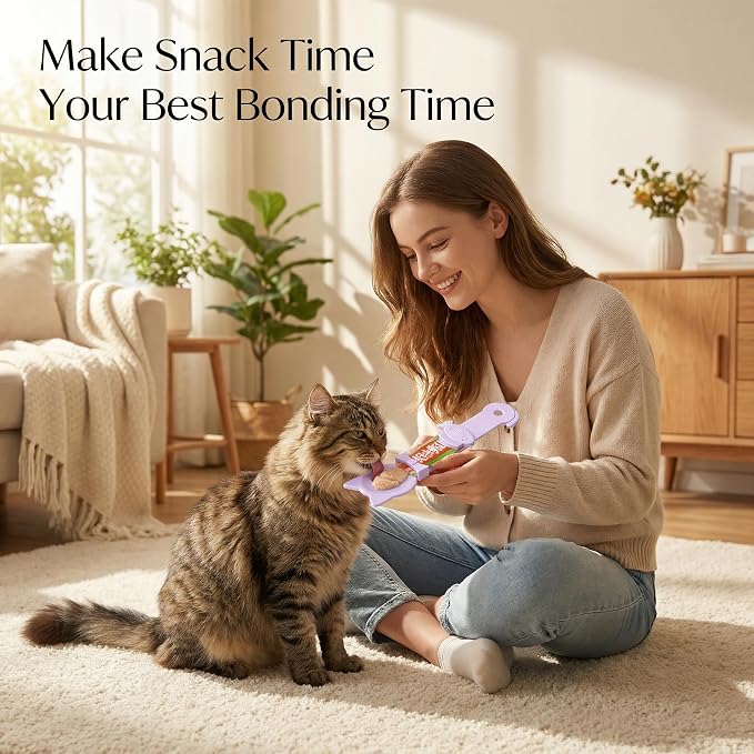 3Pack Lickable Cat Treat Squeezer Spoon Dispenser Feeder, Puree