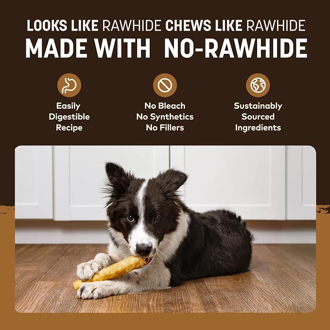 Earth Animal No Hide Dog Chews - Rawhide Free Medium Rolls 2 Count Venison | Medium Venison Flavored Natural Rawhide Free Long Lasting Dog Chews - Treats for Medium Dogs and Aggressive Chewers
