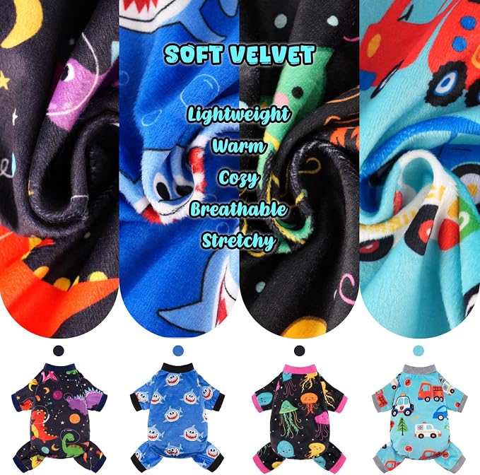 4 Pack Dog Pajamas Soft Lightweight Dog Recovery Suit Onesie Clothes for Small Medium Female Pet Boys Girls Dogs